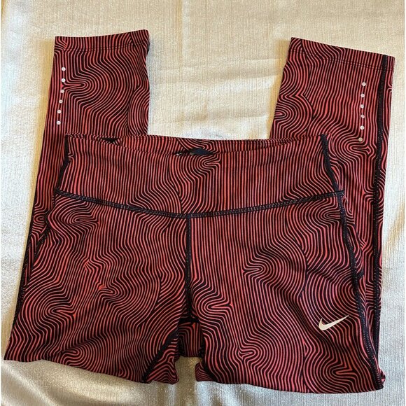 Nike Pants - Nike Running Leggings Workout Capri‎ Crop Leggings Red Black Sz Medium Gym Women